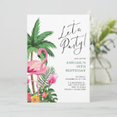 Pink Tropical Hawaiian 25th Birthday Invitation   Einladung (Stehend Vorderseite)