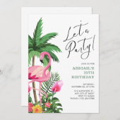 Pink Tropical Hawaiian 25th Birthday Invitation   Einladung (Vorne/Hinten)