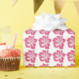 Pink Tropical Hawaiian Luau Hibiskus Blume Floral Geschenkpapier