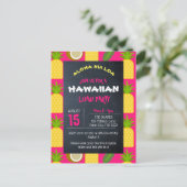 Pink Tropical Hawaiian Luau Party Einladung Postkarte (Stehend Vorderseite)