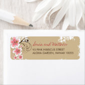 Pink Tropical Hibiskus Chic Wedding Address Labels (Insitu)