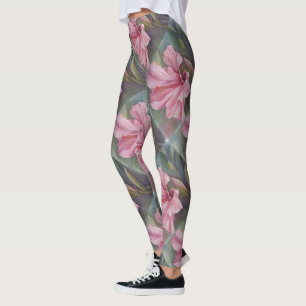 PINK TROPICAL HIBISKUS LEGGINGS