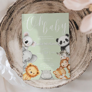Pink Tropical Jungle Safari Baby Shower Animes Einladung