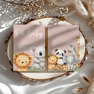 Pink Tropical Jungle Safari Baby Shower Animes I Einladung