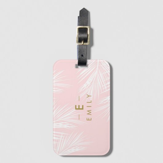 Pink Tropical Leaf Gepäckanhänger (Vorderseite Vertikal)