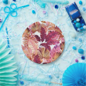 Pink Tropical Leaf Muster Papierplatte Pappteller (Party)