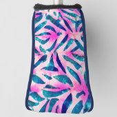 Pink Tropical Leaf Pattern Golf Headcover (Rotieren 90)