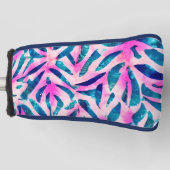 Pink Tropical Leaf Pattern Golf Headcover (Vorderseite)
