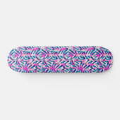 Pink Tropical Leaf Pattern Skateboard (Horizontal)