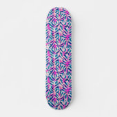 Pink Tropical Leaf Pattern Skateboard (Vorne)