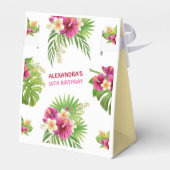 Pink Tropical Luau Birthday Party Floral Geschenkschachtel (Rückseite)