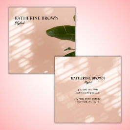 Pink Tropical Minimalistisch Beauty Salon Stylist Quadratische Visitenkarte