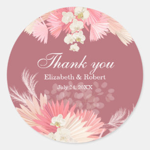 Pink Tropical Orchid Wedding Danke Sticker