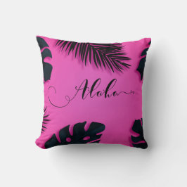 Pink Tropical Palm Blätter Hawaiian Summer Aloha Kissen