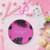Pink Tropical Palm Blätter Luau Party Sommerchic Pappteller (Party)