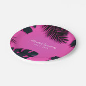 Pink Tropical Palm Blätter Luau Party Sommerchic Pappteller (Schrägansicht)