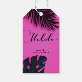 Pink Tropical Palm Blätter Party MAHALO ALOHA Geschenkanhänger