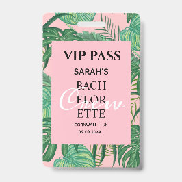 Pink Tropical Palm Junggeselinnen-Abschied VIP Pas Ausweis