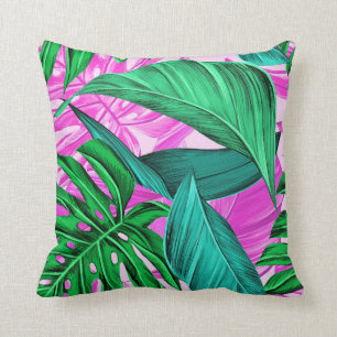 Pink Tropical Palm Leaf Kissen