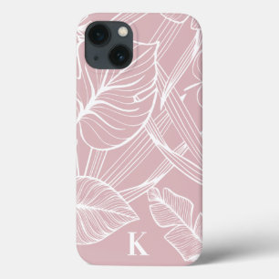 Pink Tropical Palm Leaf Muster Monogram Case Mate