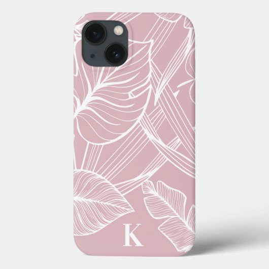 Pink Tropical Palm Leaf Muster Monogram Case Mate (Rückseite)