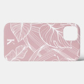 Pink Tropical Palm Leaf Muster Monogram Case Mate (Rückseite (Horizontal))