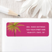 Pink Tropical Palm Tree Beach Adressetiketten (Insitu)
