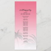Pink Tropical Palm Tree Beach Hochzeit Programm (Rückseite)