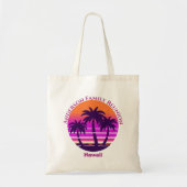 Pink Tropical Palm Tree Beach Vacation Tragetasche (Vorne)