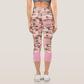 Pink Tropical Palm Trees Custom Text Pickleball Capri Leggings (Rückseite)