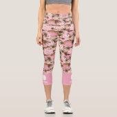 Pink Tropical Palm Trees Custom Text Pickleball Capri Leggings (Vorderseite)