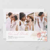 Pink Tropical Pampas Grass Wedding Vielen Dank Dankeskarte (Vorderseite)