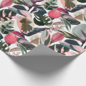 Pink Tropical Philodendron Houseplant Muster Geschenkpapier (Ecke)