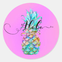 Pink Tropical Pineapa Color Splash Luau Aloha