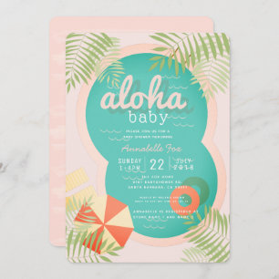 Pink Tropical Pool Aloha Babydusche Einladung