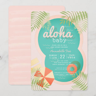 Pink Tropical Pool Aloha Kinderdusche Einladung