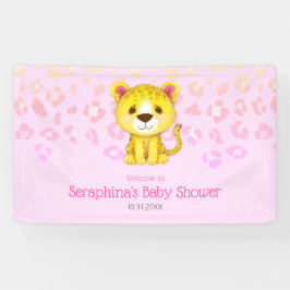 Pink Tropical Rainbow Leopard Baby Dusche Empfang Banner