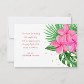 Pink Tropical Summer Brautparty Dankeskarte (Rückseite)