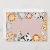 Pink Tropical Wild Jungle Safari Tiere Einladung (Rückseite)