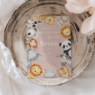 Pink Tropical Wild Jungle Safari Tiere Folieneinladung