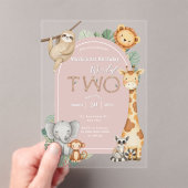 Pink Tropical Wild Two Jungle Safari Tiere Acryleinladungen (Insitu (Handheld))