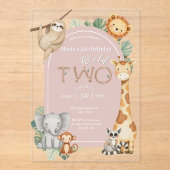 Pink Tropical Wild Two Jungle Safari Tiere Acryleinladungen (Vorderseite)