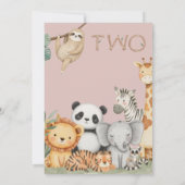 Pink Tropical Wild Two Jungle Safari Tiere Einladung (Rückseite)