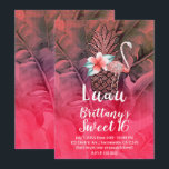Pink Tropischer Glitzer Ananas Luau Sweet 16 Einladung<br><div class="desc">für jedes Ereignis anpassen</div>