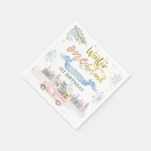Pink Truck Banner Winter Onederland Birthday Serviette (Ecke)