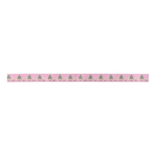 Pink Truck Christmas Ribbon Satinband (Vorderseite)