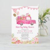 Pink Truck Drive by Dusche Einladung (Stehend Vorderseite)