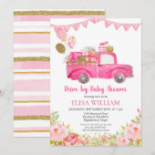 Pink Truck Drive by Dusche Einladung (Vorne/Hinten)