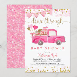 Pink Truck Drive durch Babydusche Einladung