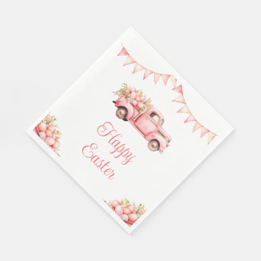 Pink Truck Easter Egg Hunt Serviette (Ecke)